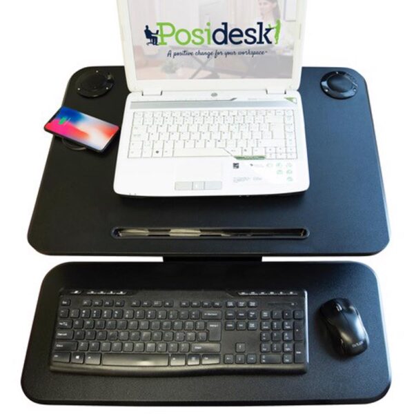 POSI210BKD Sit-Stand Pedestal Desk with Bluetooth Speakers & Wireless Charger - Image 2